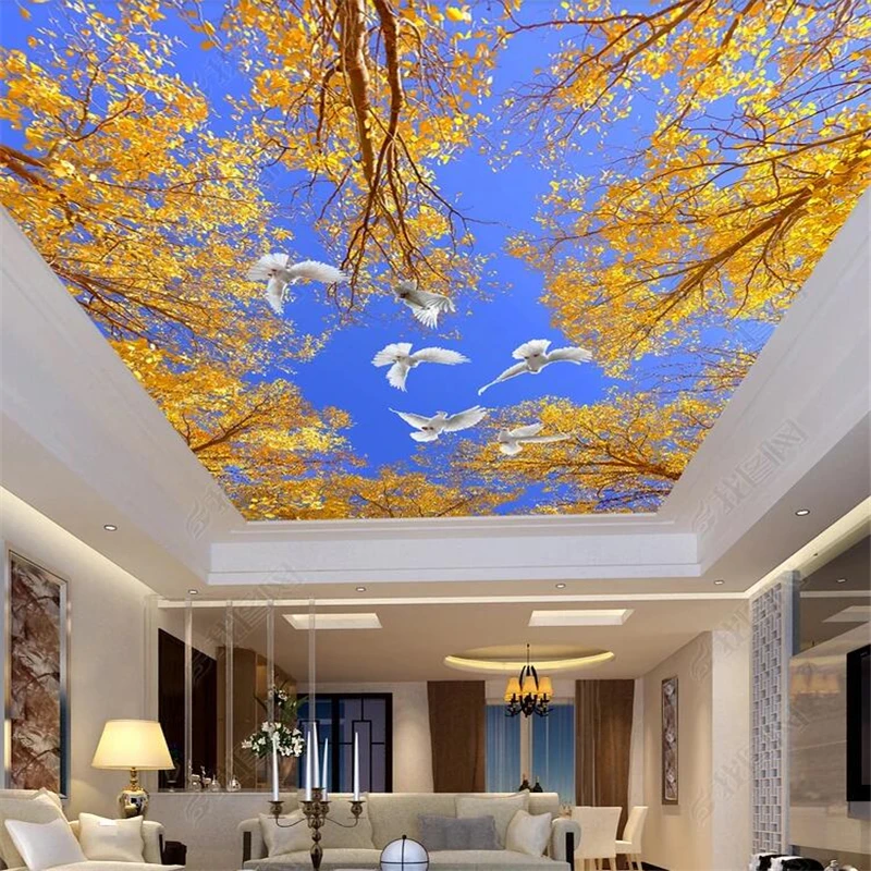 

wellyu papel de parede Custom wallpaper 3d photo murals обои blue sky tree dove ceiling zenith mural 3D TV background wall paper