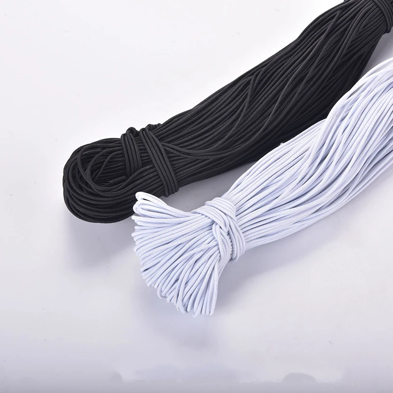 Wholesale 1MM/2MM/3MM White/black thin round Elastic Bands Elastic rope wedding Garment elastic tape for DIY sewing accessories