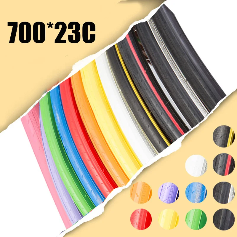 Bicycle Tires 700C*23C Road Bike Stab Proof Colorful Fixed Gear Tyre 30TPI 8 Color Bicycle Accessories Commuter Bike