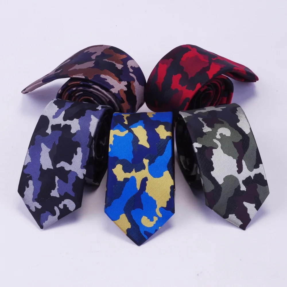 RBOCOTT Hot Sale Mens Slim Tie Camouflage Patterned Ties 6cm Neck Ties Fashion Skinny Tie For Men Wedding Party NeckTies