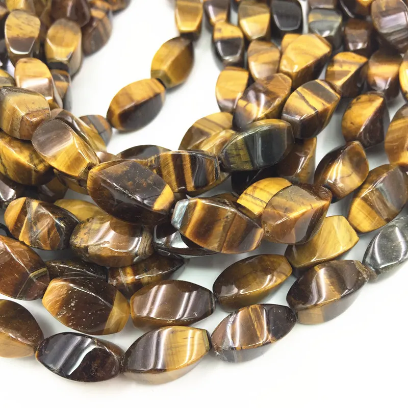 

Natural Stone Tiger Eyes 8X16mm Twist Shape Loose Beads for Jewelry Making DIY Necklace Bracelet Yellow Findings 15inch A159