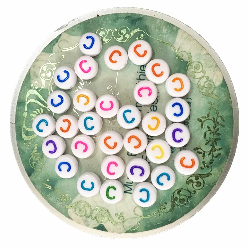 

New Arrival Acrylic Alphabet Beads 3600pcs 4*7MM Flat Coin Round Palstic English Character C Printing Letter Beads Fit Ornament