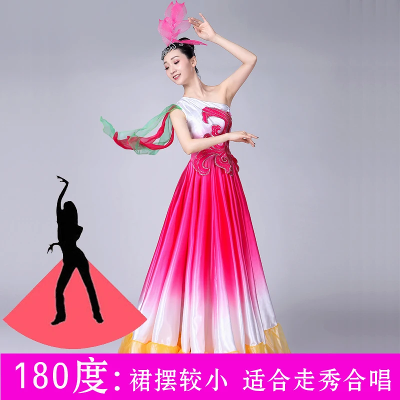 New Opening Dance Dress Spanish Big Swing Dress Female Embroidery Transition Color Stage Performance Nation Dance Costume H574