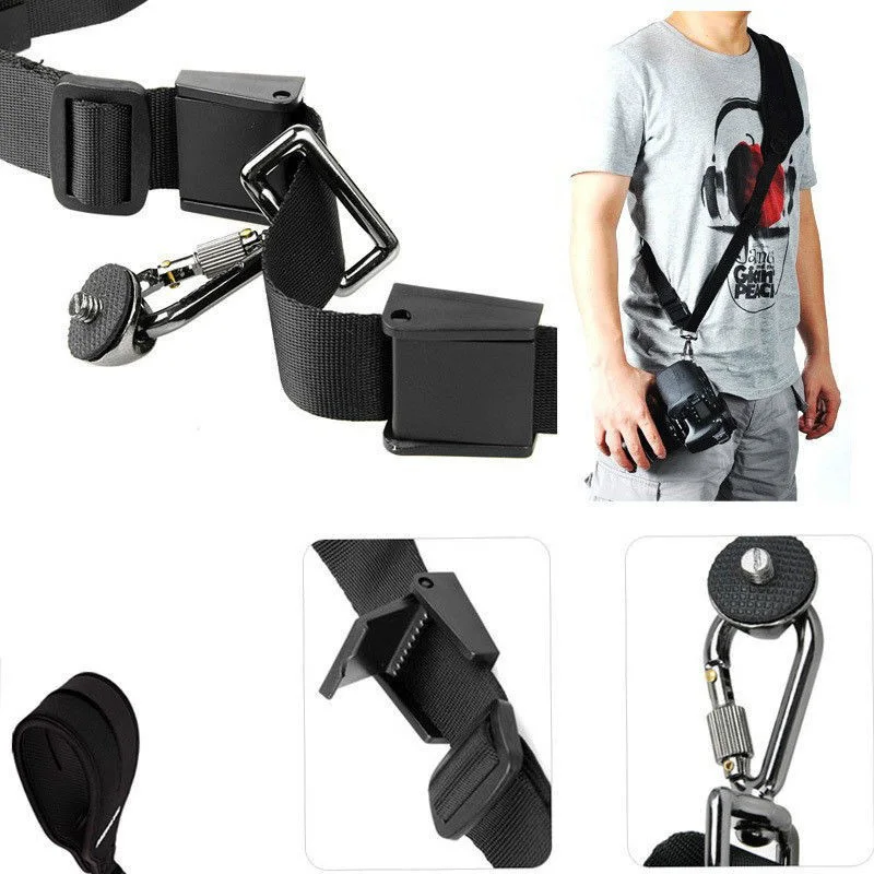 Black Photo Rapid Shoulder Neck Strap DSLR Camera Sling Soft Padded Belt Holder  for Canon Sony Nikon Panasonic SLR