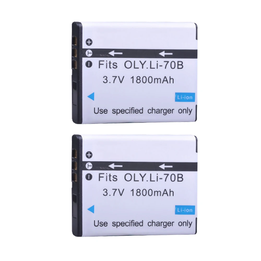 2Pcs 1800mAh Li-70B Li 70B Battery + Dual USB Charger for Olympus FE-4020 FE-4040 FE4020 FE4040 D705 FE5040 D-705 D-710 VG-110