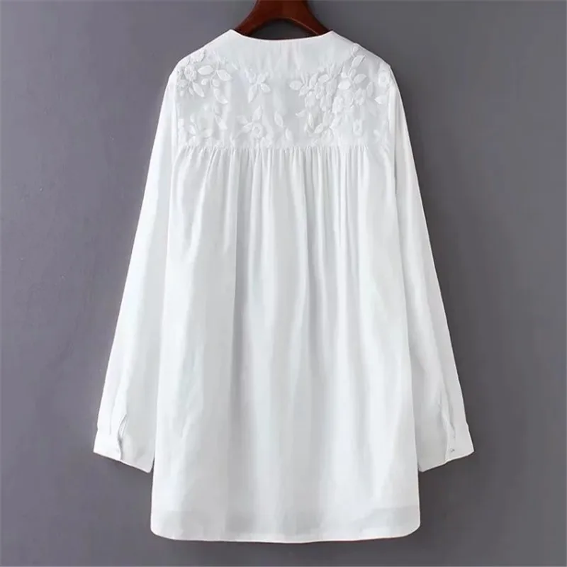 2022 Spring Plus Size Clothing White Lace Pullover Basic Shirt Women Top Medium Long Loose Shirts Blouses Female Blusas XXXL 4XL