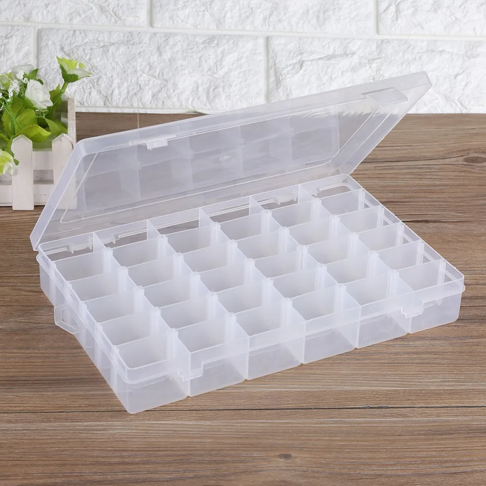 Clear Plastic 36 Grids Storage Box Detachable Dividers Make Up Organizer Pills Drugs Earrings Bead Jewelry Storage Box Case