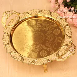 Luxury fashion fruit plate quality alloy pallet home fashion gold big fruit plate ktv big fruit dish food dish