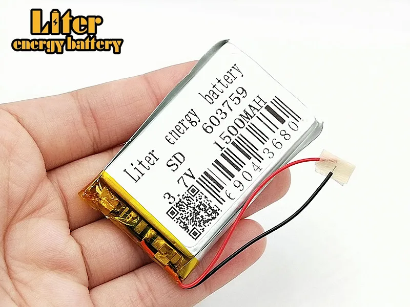 Rechargeable 3.7V polymer lithium battery 603759 063759 1500mAh Battery With PCB For Toy MP3 MP4 GPS Speaker LED Light Camera