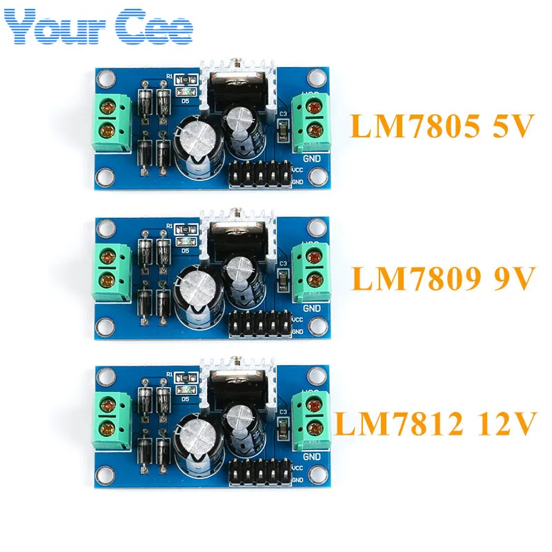 LM7805 LM7809 LM7812 DC/AC 5V 9V 12V Trójkońcówkowy Regulator Napięcia Moduł Zasilania Wyjście Maks. 1.2A