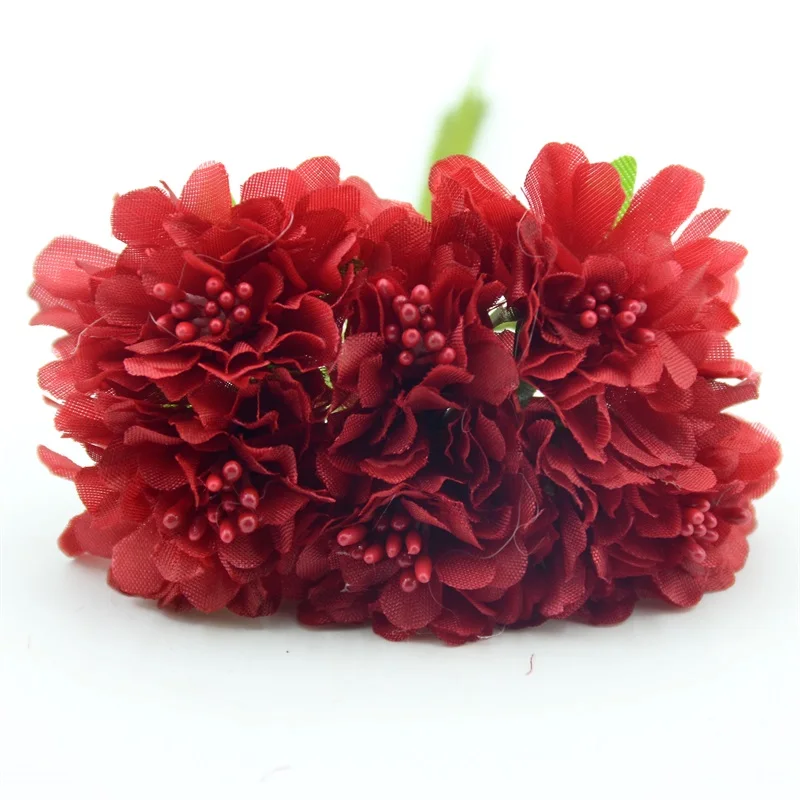 6/60pcs Cheap Artificial Silk Flowers Bouquet For Wedding Home Garden Decoration DIY Scrapbooking Handmade  Craft Fake Flower