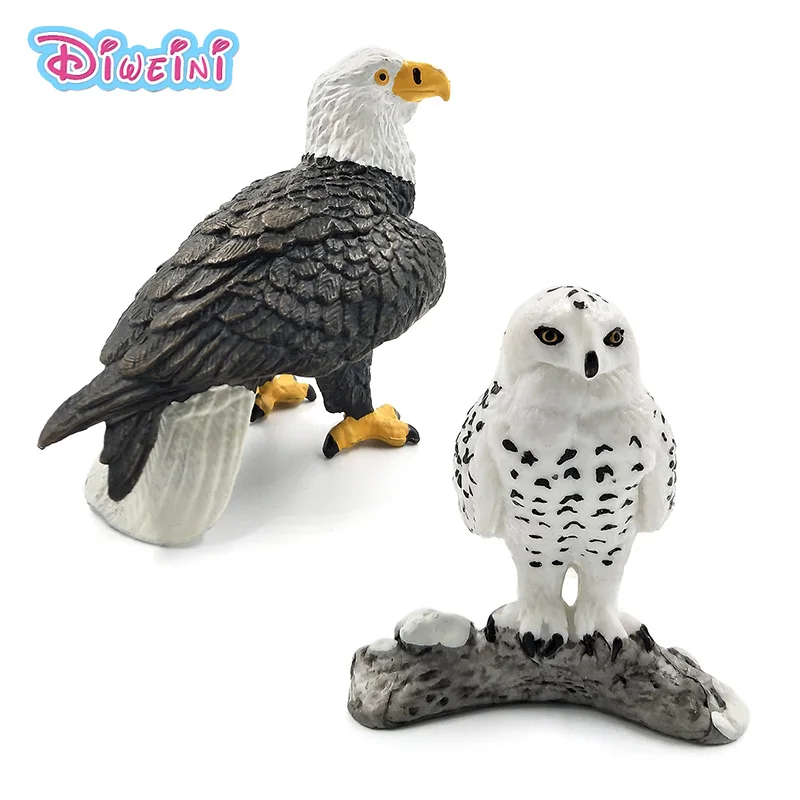 Simulation Forest Bald eagle Snowy Owl Figures Animal Model bird Figurine Plastic Home decor ornaments decoration statue toys