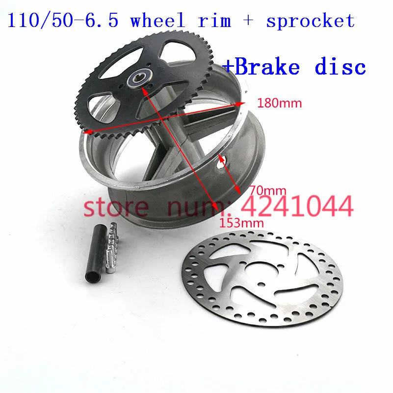 90/65-6.5 front or 110/50-6.5 rear Aluminum Wheel hub,Sprocket,Brake disc Axle bearing fits 49cc Mini Dirt Bike e Scooter Moto