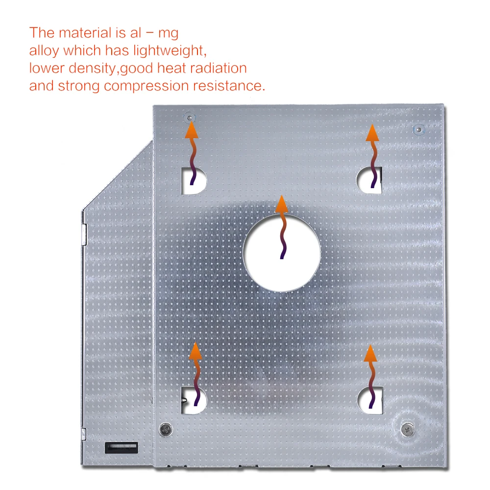 TISHRIC Aluminum 2nd HDD Caddy For CD ODD Notebook 12.7mm SATA 3.0 For Universal HDD Case 2.5 Box DVD Enclosure Optibay