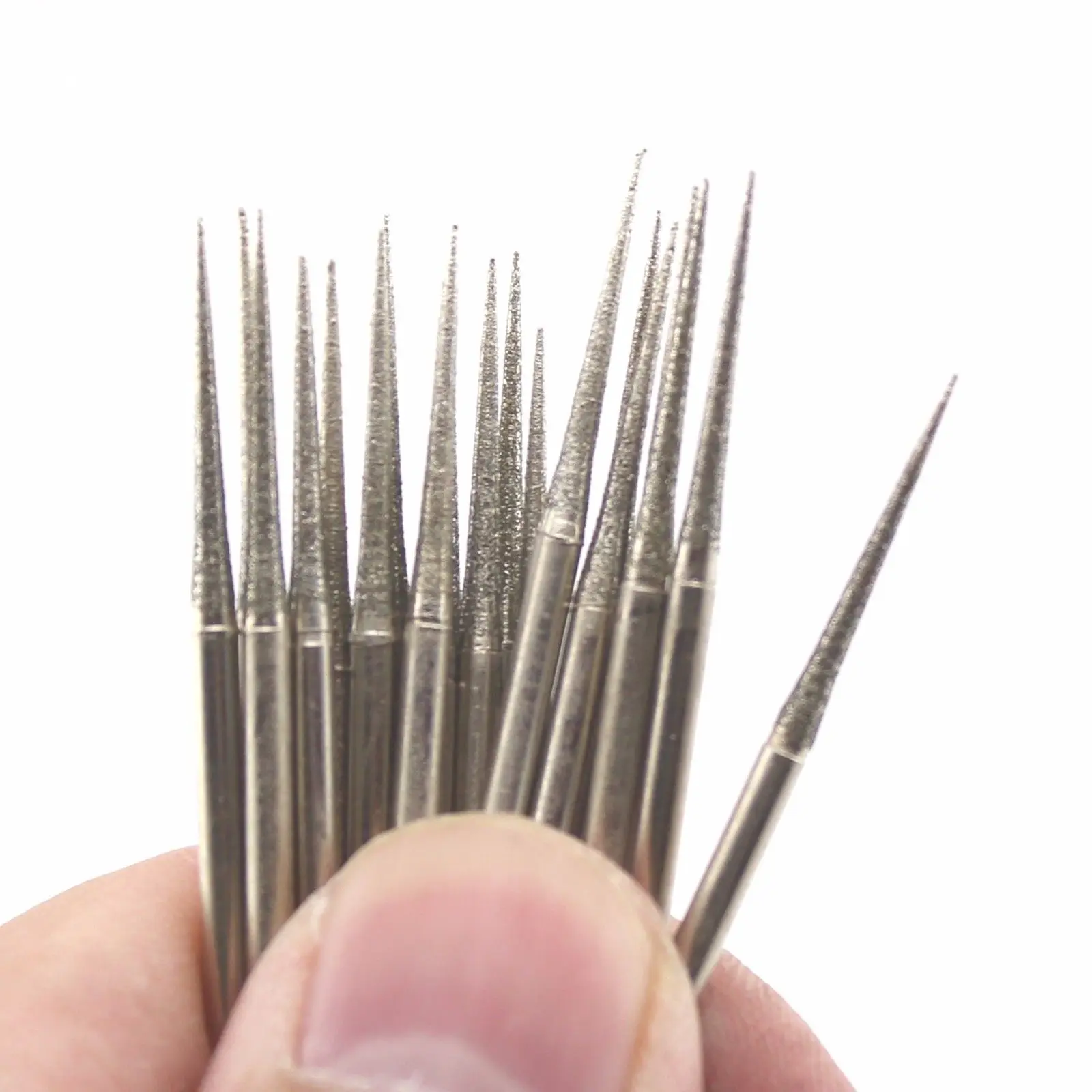 30Pcs 1.5mm Diamond Coated Grinding Needle Bits Burrs Tapered Point Lapidary 15D ILOVETOOL