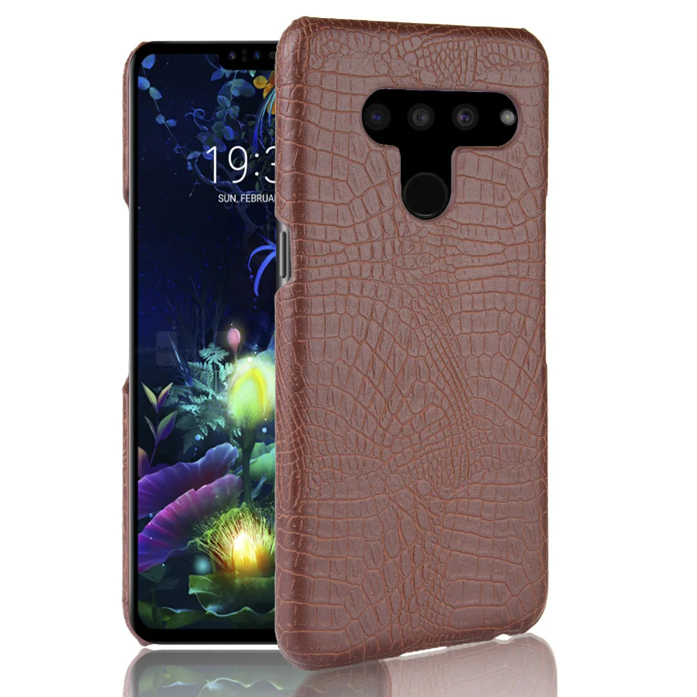 New For LG V50 ThinQ 5G LM-V500N Case Retro PU Leather Crocodile Skin PC Hard Book Cover For LG V50 ThinQ 5G V50 Phone Bag Case