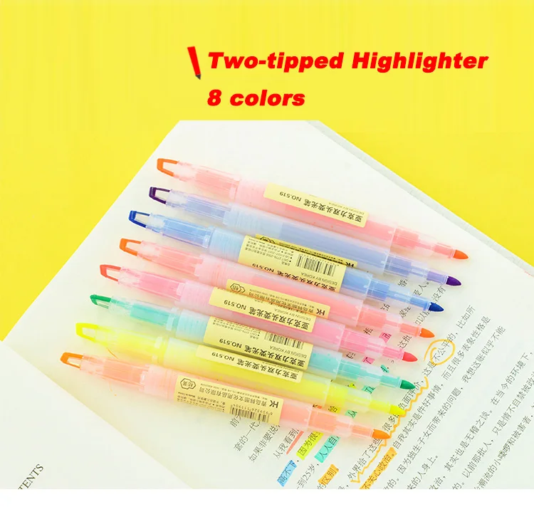 8 pens/set 8-Candy-Color square tip&bullet tip Highlighter Marker ,YGB00021