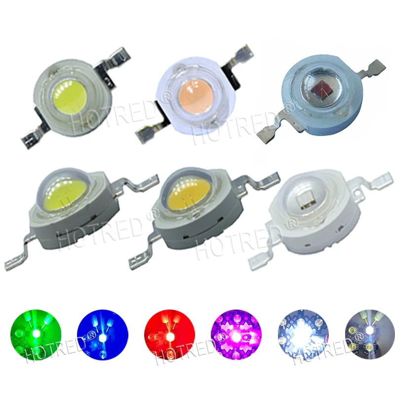 LED Bulb 1W 3W 5W 10W 20W 30W 50W 100W High Power Lamp Chip COB Warm Cool White Red Green Blue 1 3 5 10 20 50 100 W Watt Lights