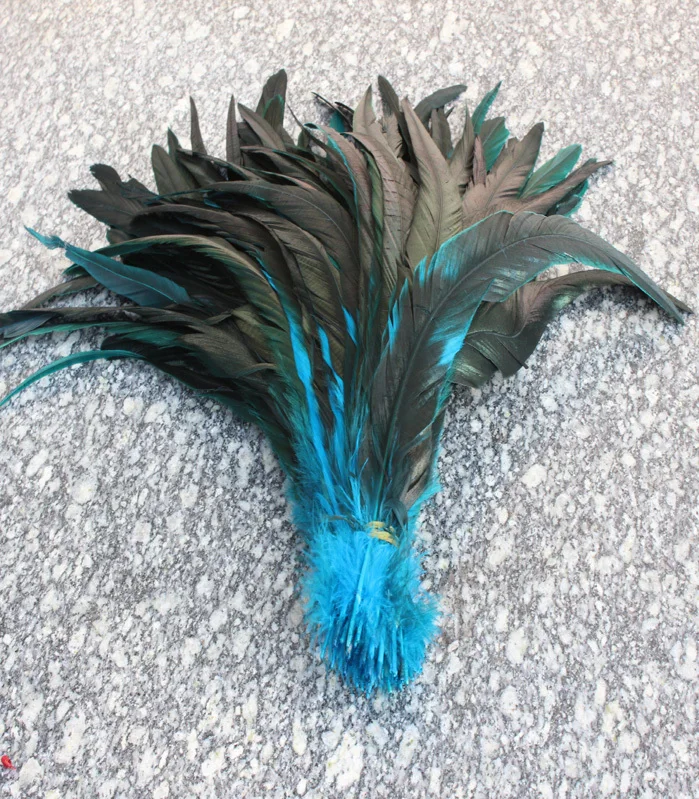 Wholesale 100 PCS Lake blue  natural rooster tail 30-35 cm / 12 to 14 inches