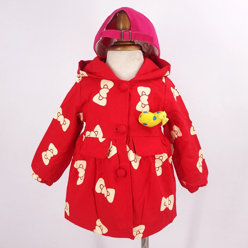 1-2T Top Quality Little Baby Girls Trench Coat Jeans Denim Hoodies Jackets Kids Children's Clothing Outwear For Autumn Winter