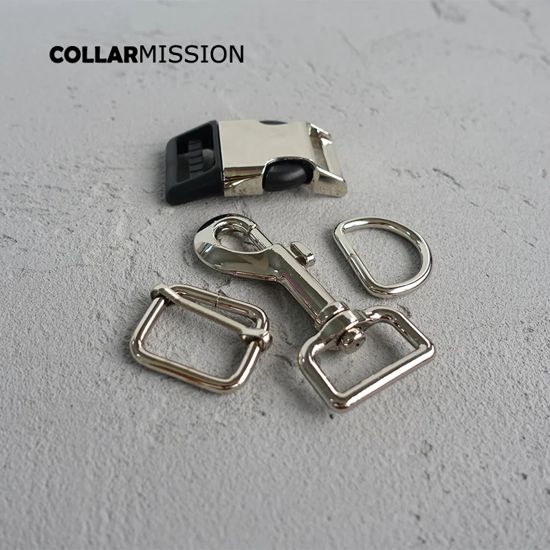 20sets/lot (metal buckle+adjust buckle+D ring+metal dog clasp/set) DIY dog collar For 25mm Webbing pet leash plated buckles