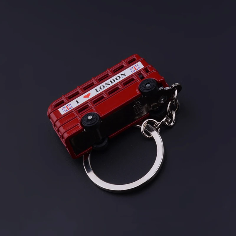 Fashion Metal Key Chain Double deck bus Pendants Car Key Holder phone booth Bag Charm Accessories New Keychain Gift K1707