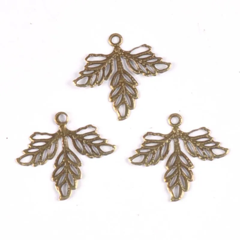 50 Pcs Filigree Wraps Leaves Metal Connectors Crafts For Jewelry Making   Embellishments Scrapbooking 25.5x23mm YKL0739