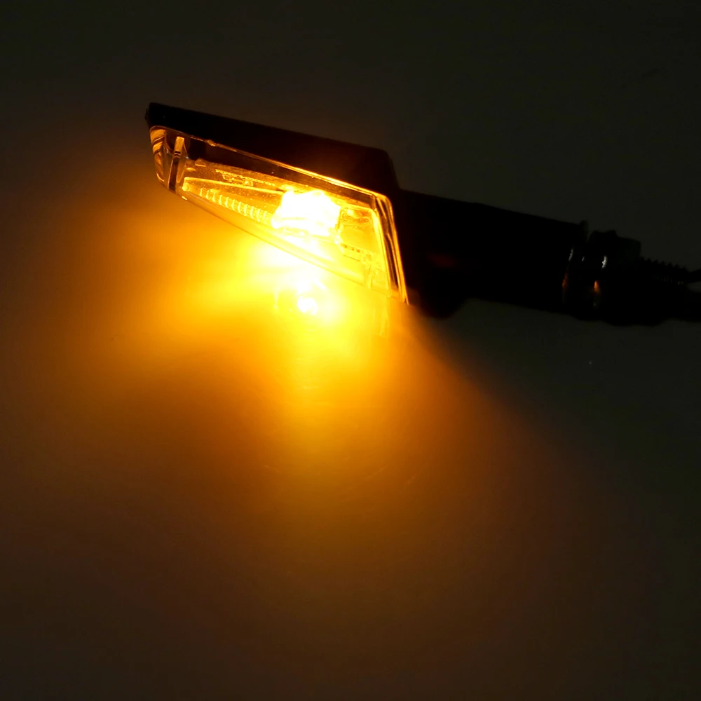 2 Pcs Amber Motorcycle Turn Signal Lights LED Motorbike Blinker Indicator Lamp Flasher