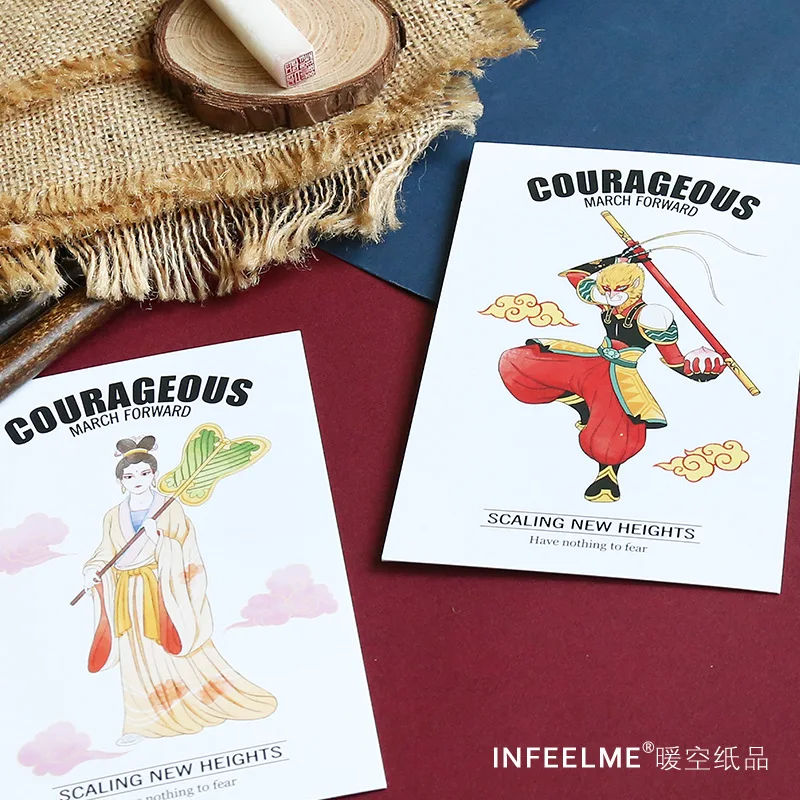 30 Sheets/Set Journey To The West Postcard Wu Kong Cartoon Characters Greeting Cards Christmas and New Year Gifts