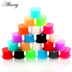 Alisouy 1 Pair Silicone Flexible Thin Double Flared Ear Plugs Flesh Tunnel Ear Gauge Expandar Stretcher Earrings body Piercing
