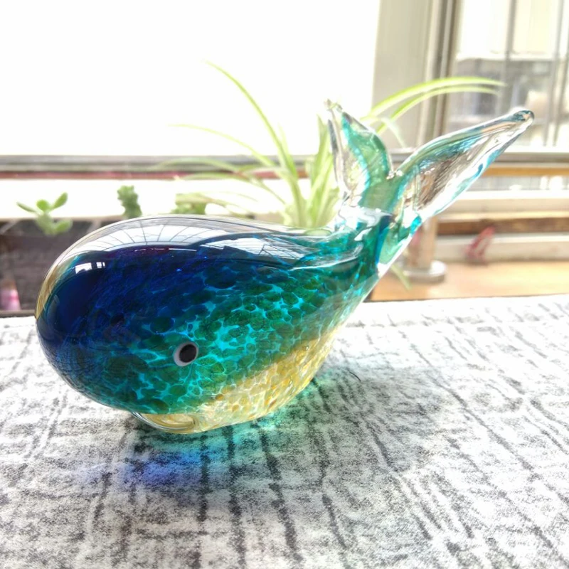 

Blue Tropical Crystal Fish Glass Sculpture Modern Art Favor Glass Whale Gift Artwork Home Decoration Glaze Figurines & Miniature