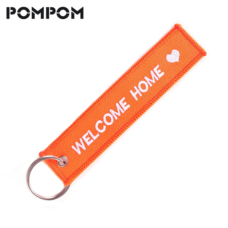 Designer Fashion Launch Keychain for Motorcycles and Cars Welcome Home Keychains for Bijoux Gifts Tag Embroidery Key Fobs