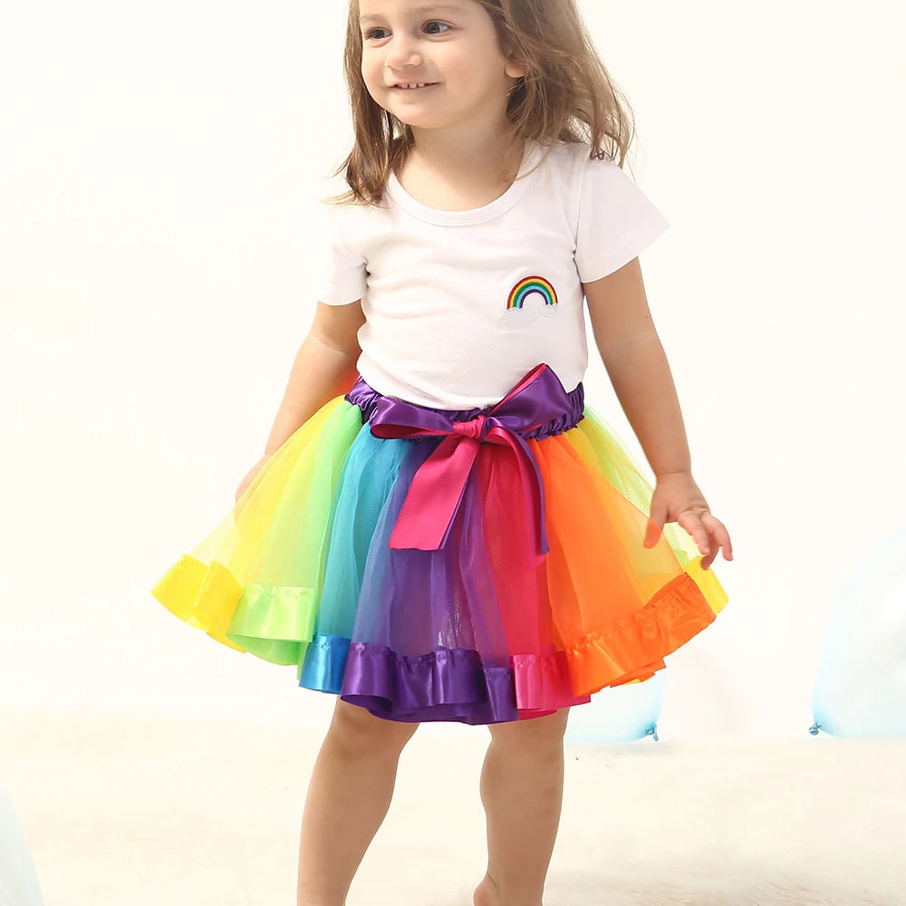 Nuova Gonna Tutu Neonata Gonne 9M-8T Principessa Mini Pettiskirt Party Dance Arcobaleno Tulle Gonne Vestiti per ragazze Abbigliamento per bambini