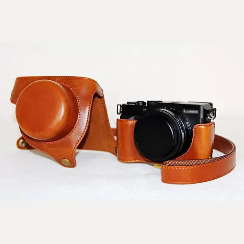 Wysokiej jakości skórzana torba na aparat fotograficzny Case dla Panasonic LUMIX LX100 DMC-LX100 kamera ochronna pokrywa