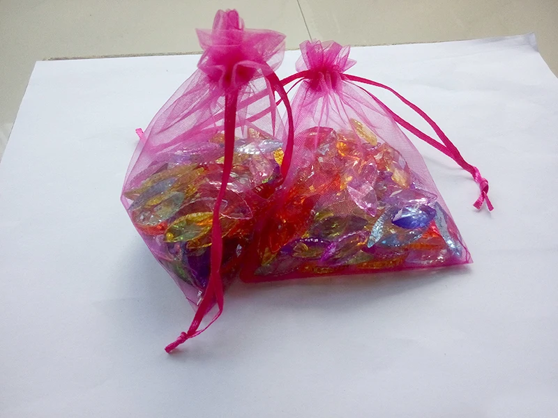 

500pcs 10*15 Rose red gift bags for jewelry/wedding/christmas/birthday Organza Bags with handles Packaging Yarn bag