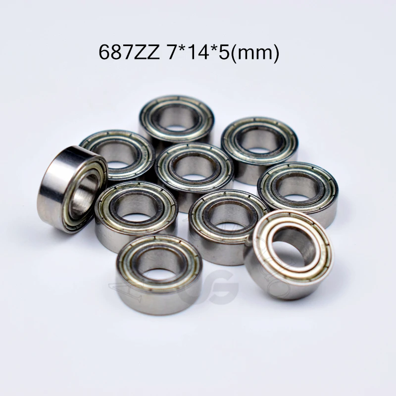 Bearing 10pcs 687ZZ 7*14*5(mm) free shipping chrome steel Metal Sealed High speed Mechanical equipment parts