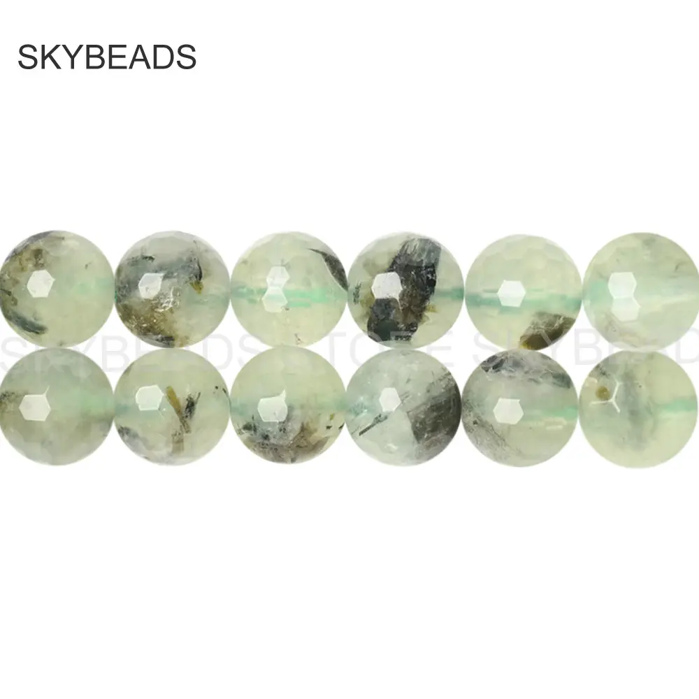 

Healing Crystal Quartz Beads in Bulk Wholesale Faceted Natural Green Prehnite Semi Precious Stone Round 10 12mm Spacer Beads