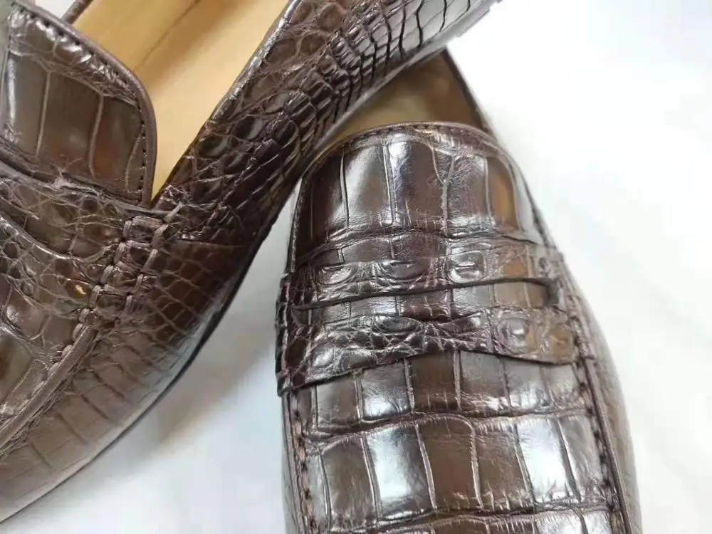2025 Genuine real crocodil belly skin matt men sneaker fashion leisure flat daily shoe 100% real crocodile skin black color