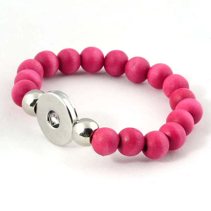 

12pcs DIY snap button charm bracelet for women with glass pearl stretch High quality rhodium plated metal bracelets