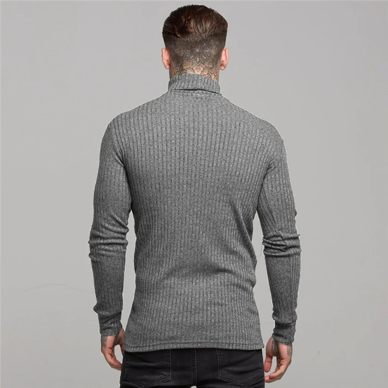 Mens Turtleneck Sweaters Winter Thin Pullovers Men Casual Solid Knitted Turtleneck Sweater Fashion Slim Fit Knitted Pull Homme