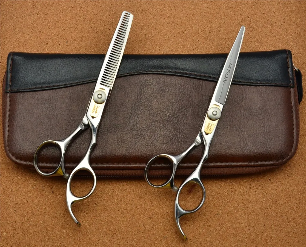 309# 6'' Brand Jason TOP GRADE Hairdressing Scissors JP 440C Professional Barbers Cutting Scissors Thinning Shears Hair Scissors