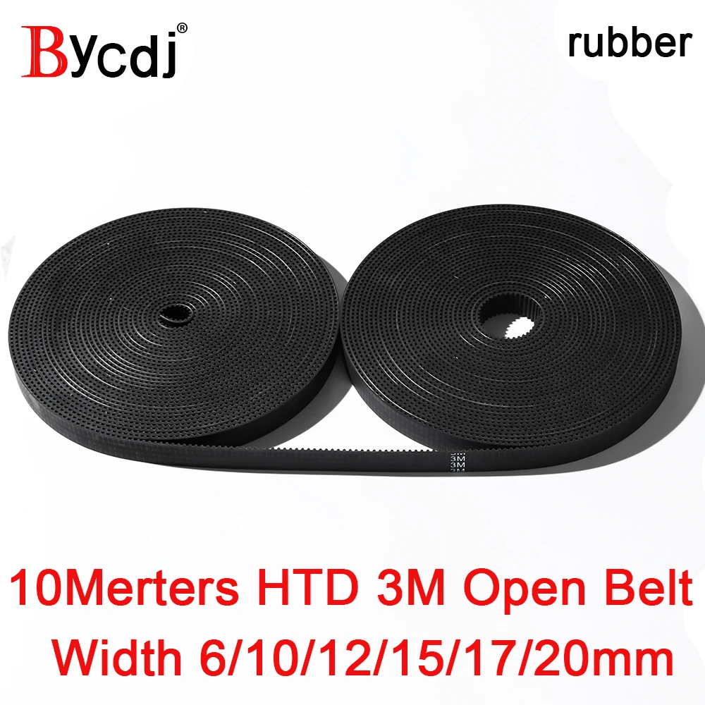 Arc Tooth HTD 3M Open Synchronous belt Width 6/9/10/12/15/17/20mm Rubber fiberglass Neoprene HTD3M pulley Laser Engraving CNC