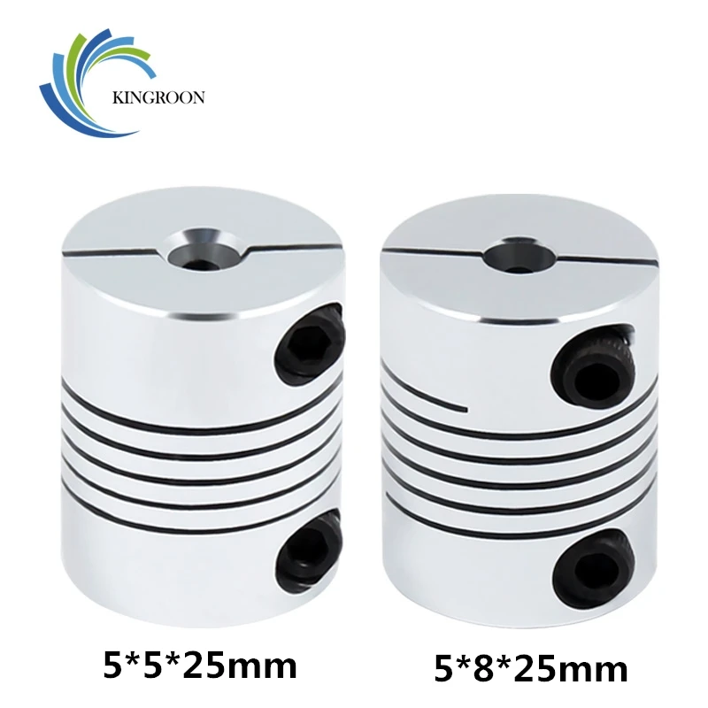 

KINGROON Upgrade 3D Printer Flexible Shaft Coupler 5X5X25mm 5X8X25mm Aluminium Stepper Motor Flexible Shaft Coupling CNC Parts 1