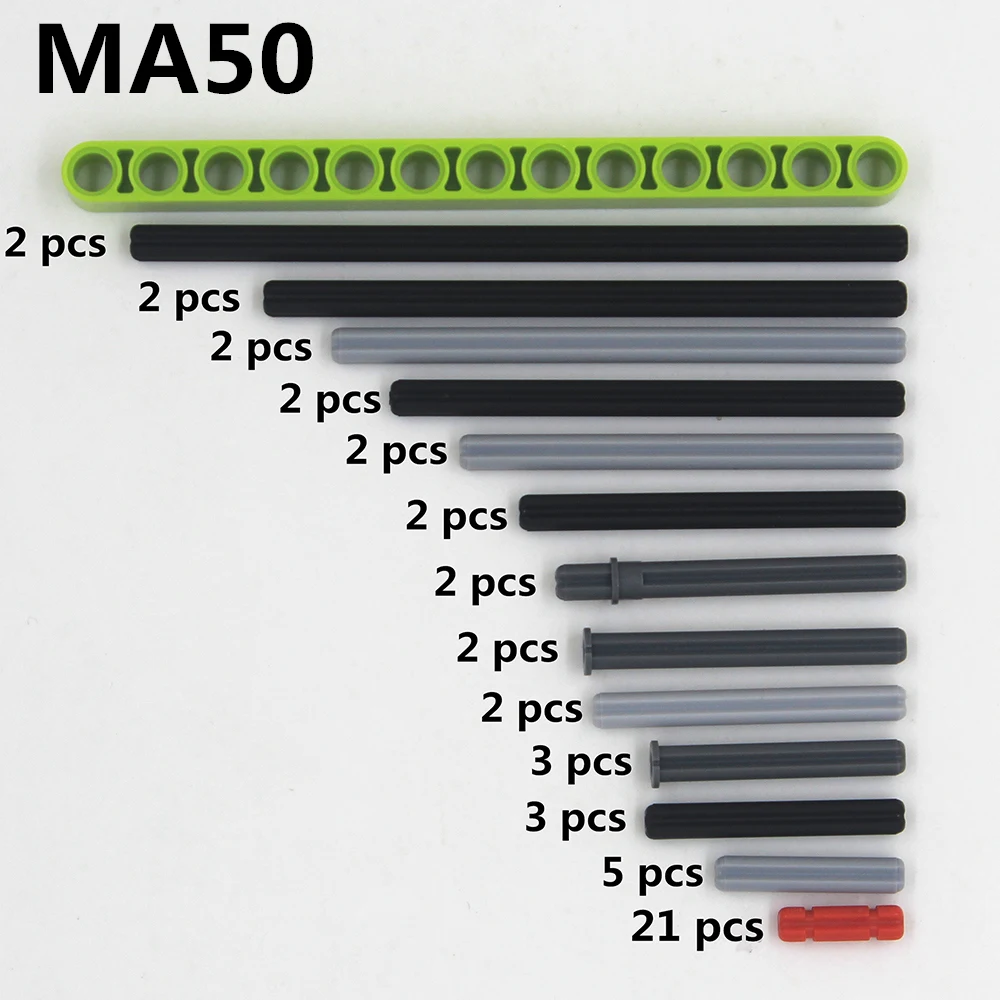 MOC klocki do budowy części technicznych 50 sztuk proste techniczne uzupełnienie osi poprzecznej pakiet kompatybilny z najlepsze marki dla dzieci zabawki