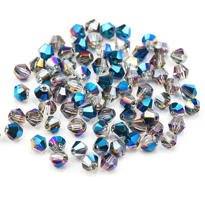 4mm shiny metal color bicone beads 5238 glass Beads half plated color Beads crystal jewelry beads for Jewelry Making 120pcs/lot