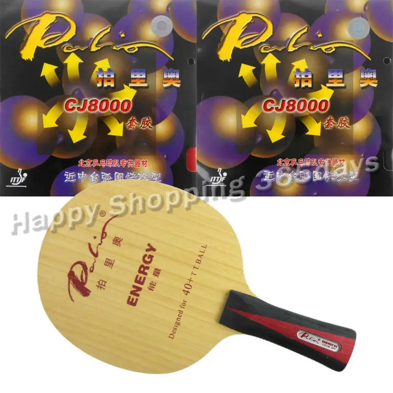 

Pro Table Tennis PingPong Combo Racket Palio ENERGY 03 Blade with 2x CJ8000 H38-41 Rubbers Shakehand long handle FL