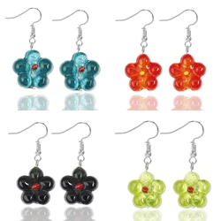 Qianbei Promot Handmade Women's Romantic Elegant Classic Dangle Quincunx Flower Murano Glass Earrings HOT Wholesale