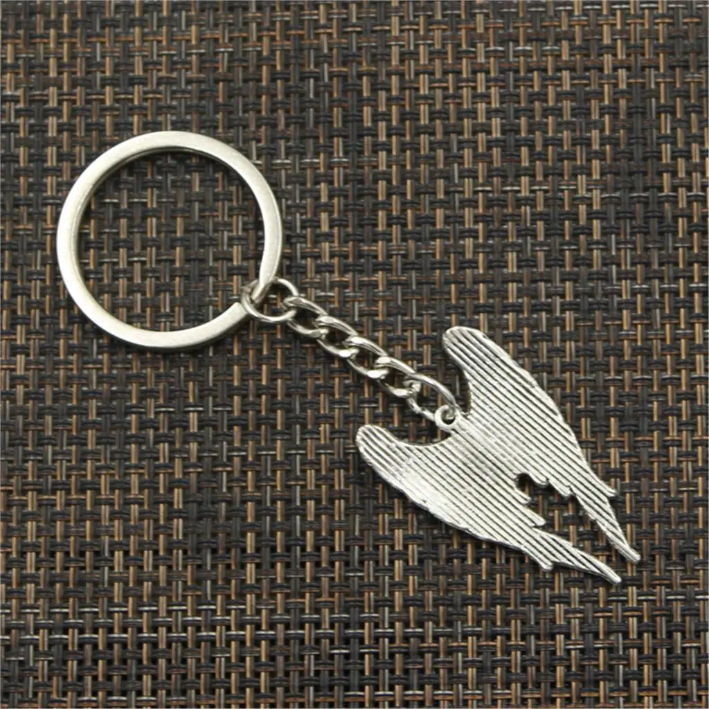 New Fashion Men 30mm Keychain DIY Metal Holder Chain Vintage Angel Wings 39x24mm Silver Color Pendant Car Keychain Gift