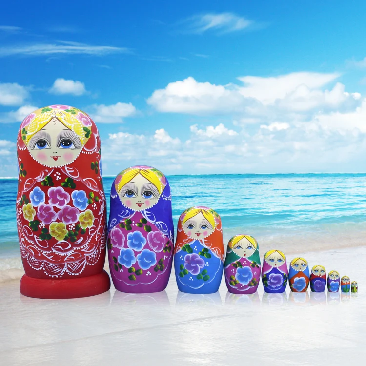 10pcs/ Set Russian Matryoshka Doll Russian Nesting Dolls Baby Toy Girl Doll Kid Gift Home Decoration