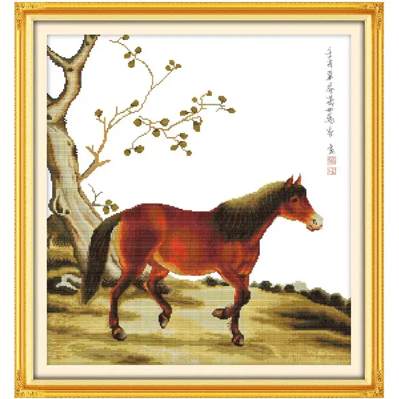 Little Horse Patterns Counted Cross Stitch Set DIY 11CT 14CT 16CT Stamped DMC Cross-stitch Kit Embroidery Needlework Home Decor